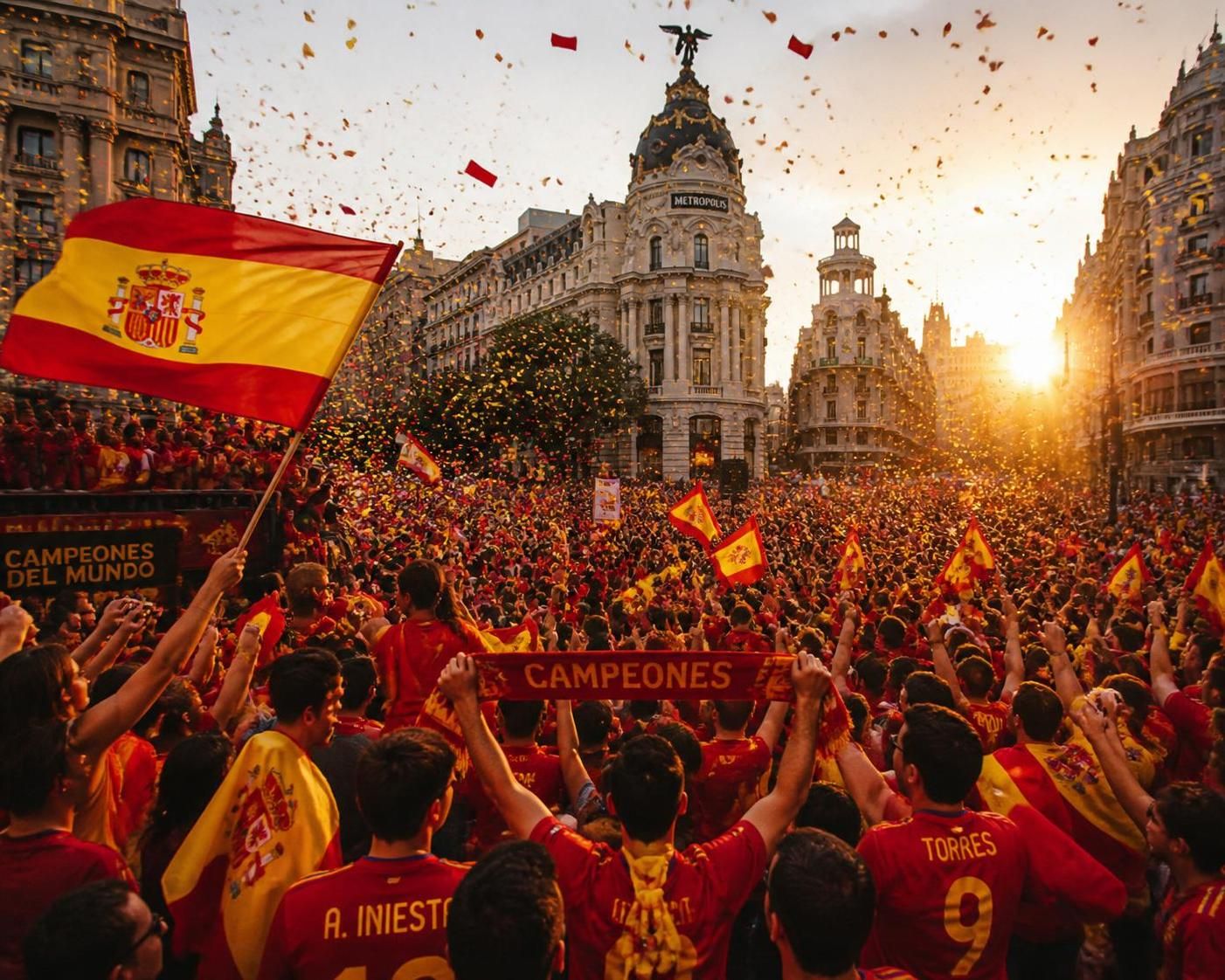 experience the dazzling celebration as madrid shines in gold, honoring spain's champions with a legendary welcome.