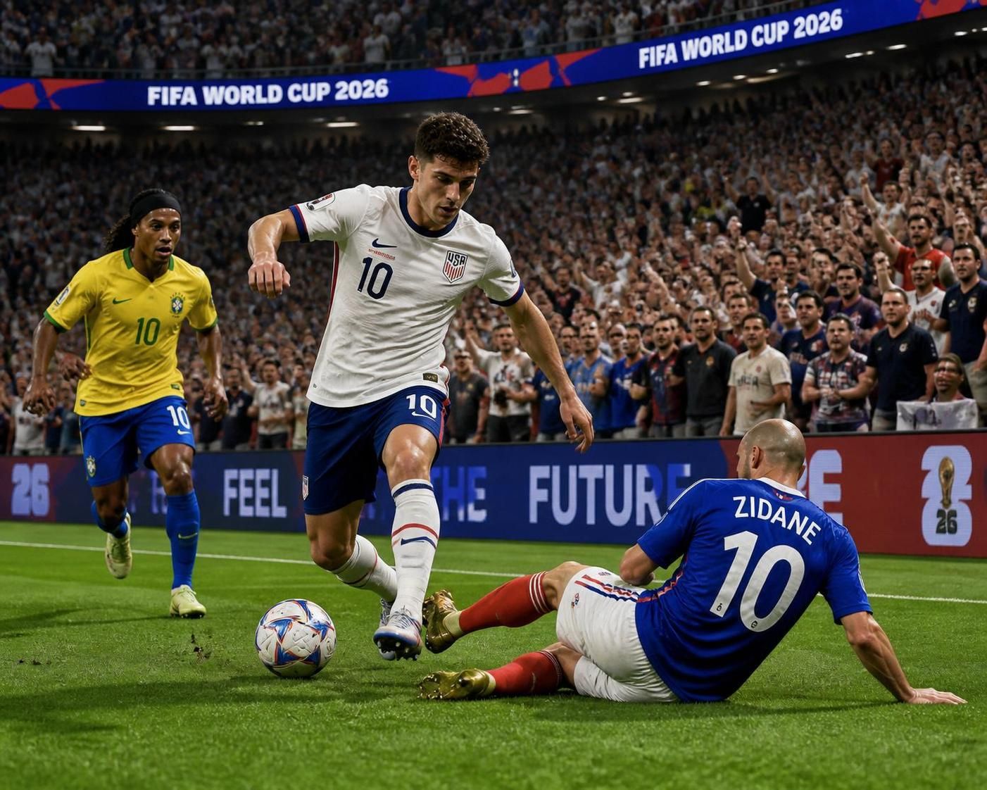 watch an american star flawlessly recreate the legendary football skills of zidane and ronaldinho, showcasing incredible talent and paying tribute to two of the greatest players in history.